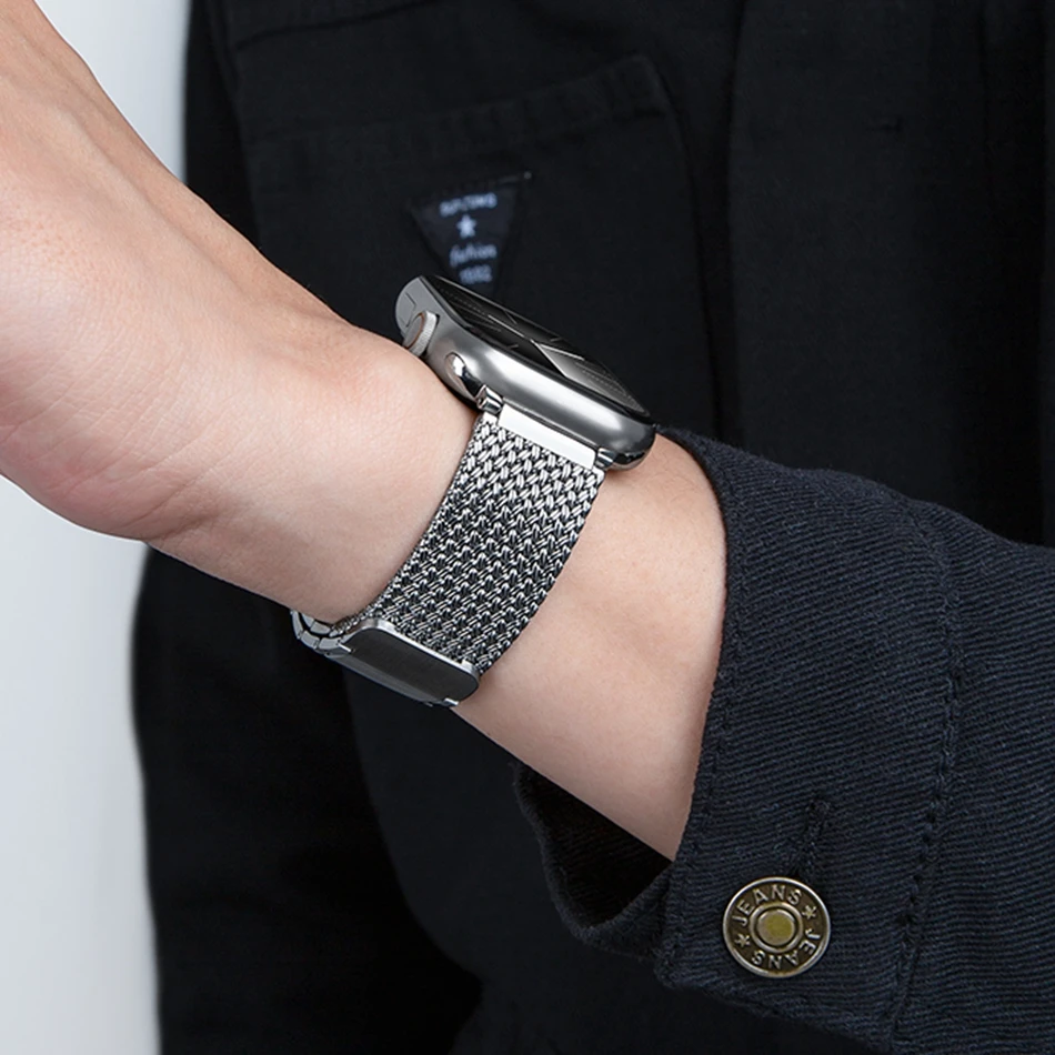 Pasek ze stali nierdzewnej do Apple Watch Band Ultra 2 49mm Iwatch Series 11 10 9 8 6 7 SE 46/45/44/42/41/40/38mm Magnetyczna bransoletka — zdjęcie produktu 4