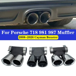 1 PCS For 2008-2026 Porsche Cayman Boxster 718 981 987 Square Rectangular Exhaust Upgrade GTS Black Muffler Tip Nozzle