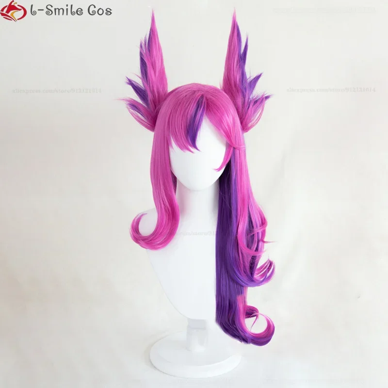 Game lol Xayah cosplay wig star guardian Xayah wig 65cm long xaya curvy hair heat resistant hair Party woman wigs free wig cap