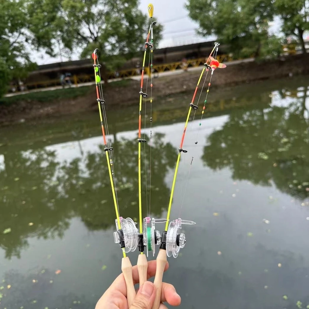 手作り釣り竿ミニ釣り具フルセットスピニングホイールアウトドアキャンプ旅行用品軽量ポータブル釣り竿