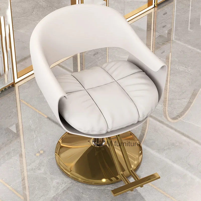 Silla de barbero de lujo, sillón giratorio de color blanco Premium, muebles de salón cómodos, a la moda