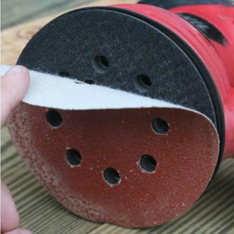 

100PCS Red Sandpaper with 8 Holes Hook Loop Sandpaper 60 80 120 180 220 320 400 Grits 5Inch Sanding Disc Abrasive Tools