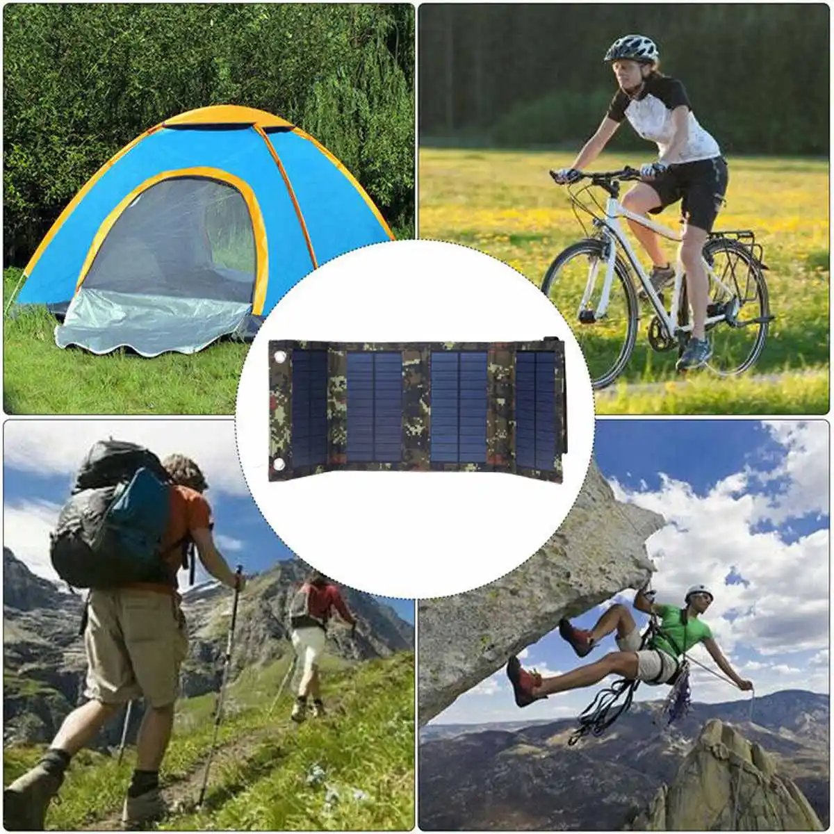 120W Foldable Solar Panel Sun Power Solar Cells Charger Battery 5V USB Protable Solar Panels for Smartphone Camping Outdoor