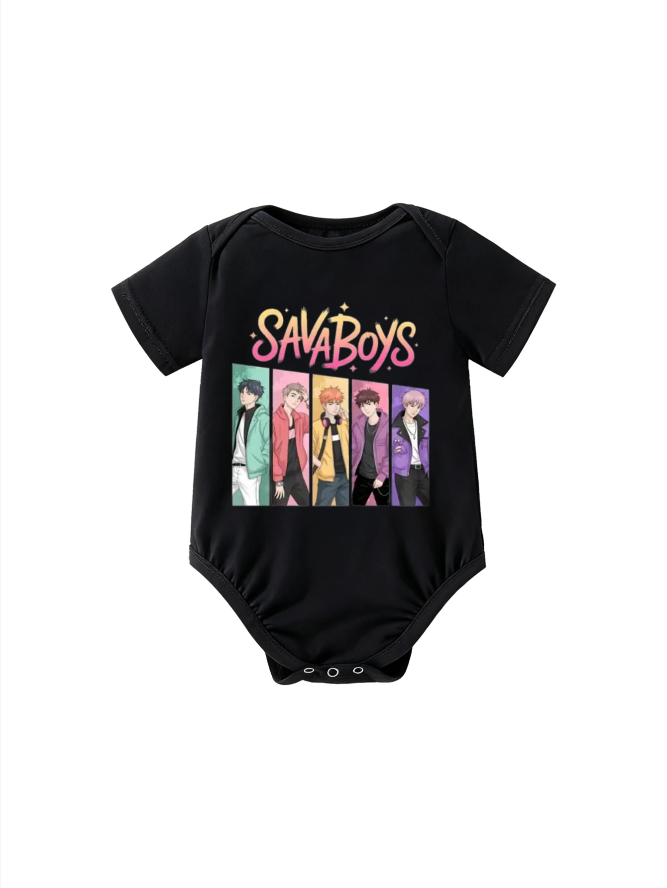 

​Baby Bodysuit Short Sleeve SAVABOYS Anime Characters Group Graphic for Boys Girls Japanese Pop Culture Style​