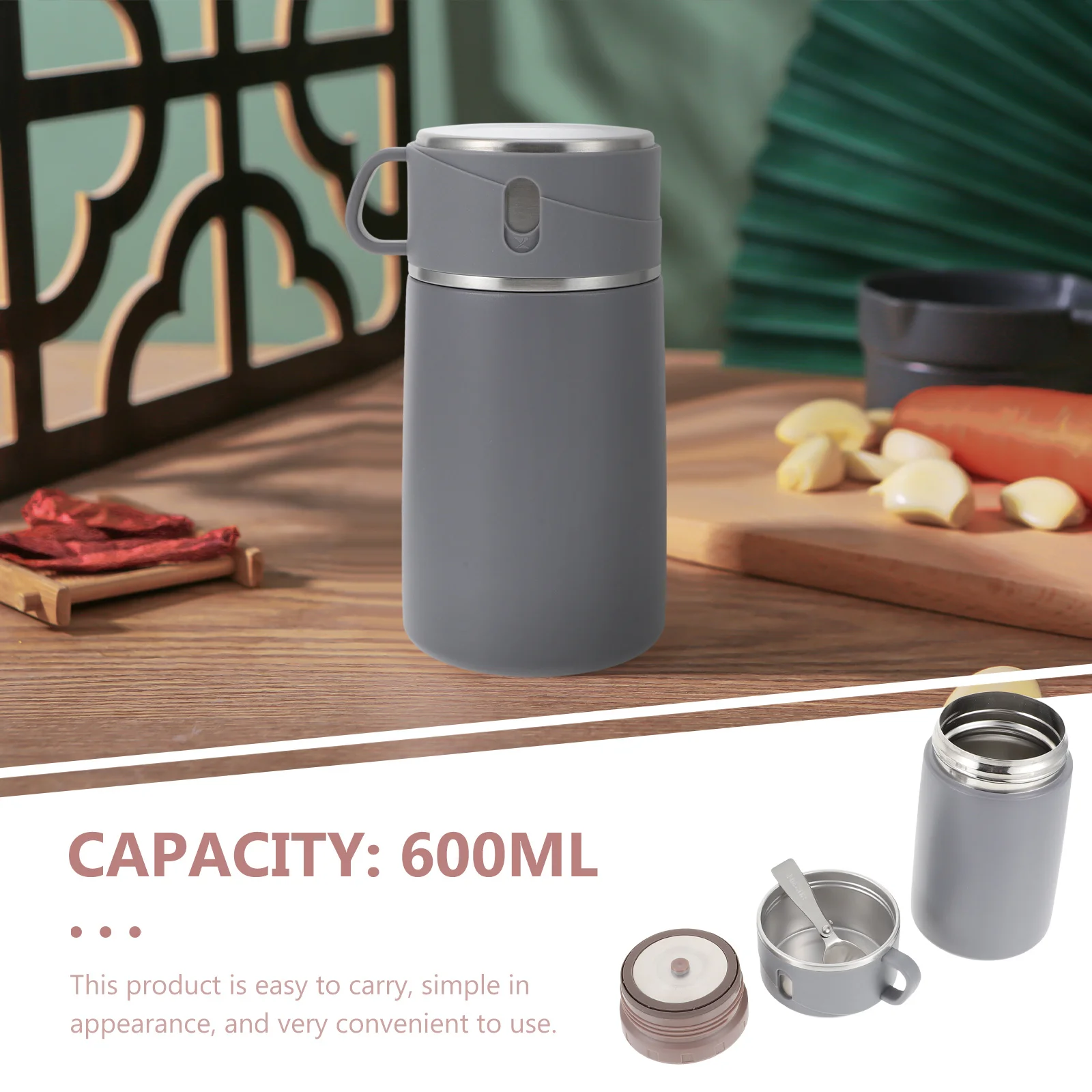 

1Set Insulated Cup Premium PP Stainless Steel Safe Easy Carry Soup Insulation Cup Insulation Jar Smoldering Pot