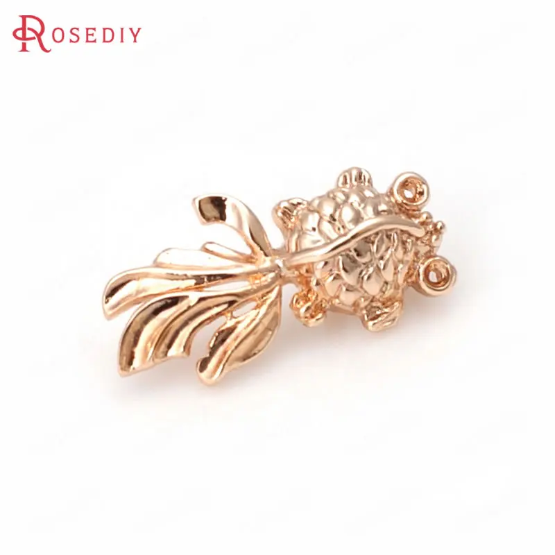 (D383)6 pieces 9x17mm High Quality Champagne Gold Color Plated Brass Goldfish Charms Pendants Diy Jewelry Findings Accessories