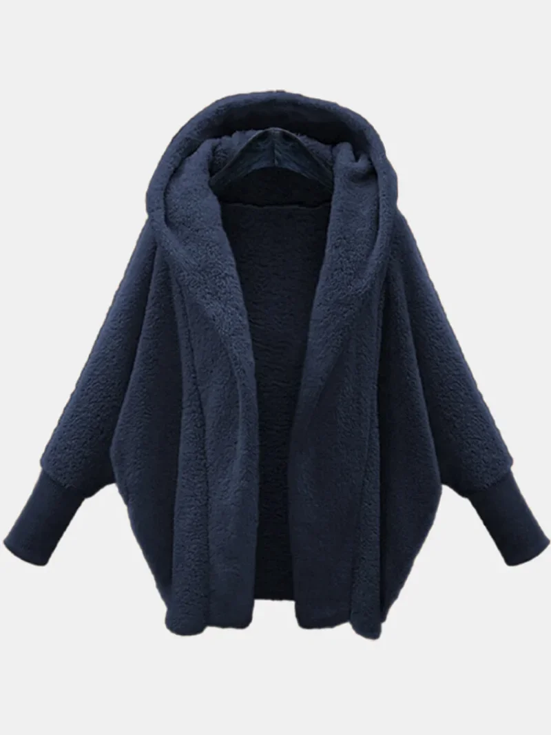 Vestido Fashion Casual Loose Solid Color Full-sleeved Long-sleeved Hooded Loose Plush Jacket New Autumn and Winter Women\'s Coat