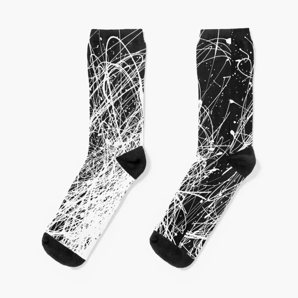 Black and White Drip Painting Socks floral heated winter Girl'S Socks Men's