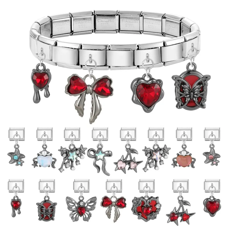 جديد زوجين سحر سوار ستار جارلاند القوس القمر سحر قلادة الروابط الإيطالية صالح 9 مللي متر سوار الفولاذ المقاوم للصدأ صنع Diy بها بنفسك مجوهرات #1