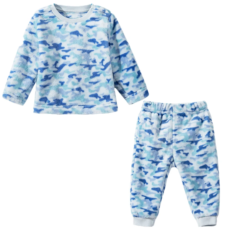 Momlover Baby Boy Clothes Autumn Winter Flannel Warm Children's Home Service Suit Boys And Girls Plush Pajamas Two-Piece Set