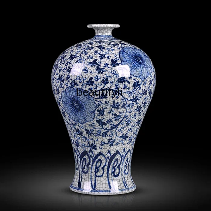 تنسيق زهور غرفة المعيشة ss8350، خزانة تلفزيون صينية عتيقة، ديكور سطح المكتب المنزلي، بورسلين أزرق وأبيض