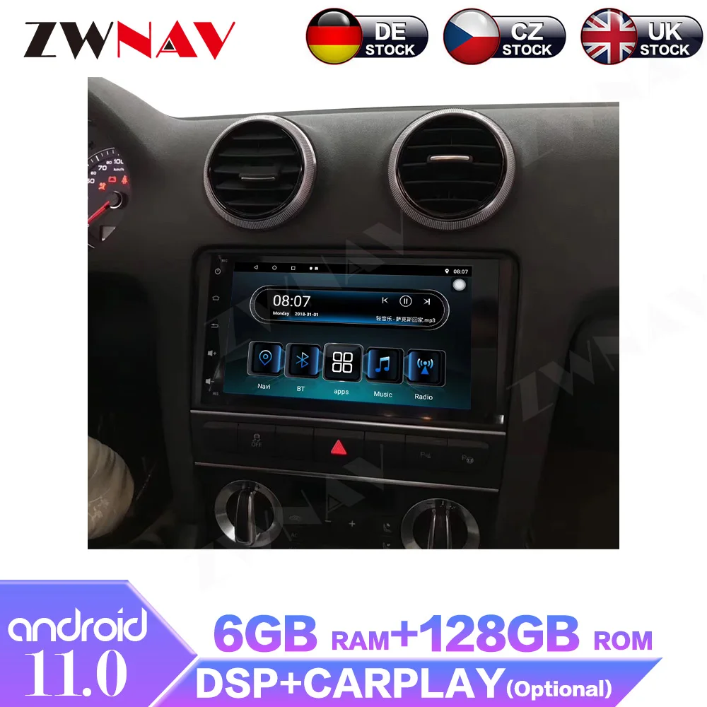 

8" 6+128GB Android Car Radio Multimedia Player Stereo For Audi A3 8P S3 2008 - 2012 Car GPS Navigtion DVD Carplay 2Din Head Unit