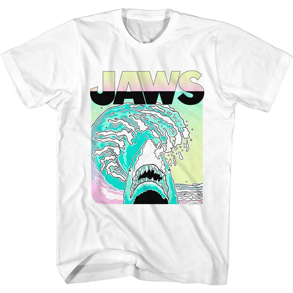 Jaws 70's Thriller Movie Great White Head Pastel Waves Men's T Shirt