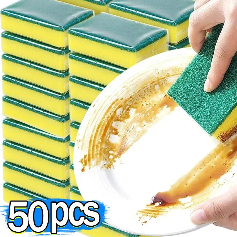 50/1 Stück Küchen-Spülschwamm, saugfähig, zum Reinigen von Töpfen, Rostentferner, Scheuerschwamm, Reinigungsset, Haushaltsreinigungsbürste, Schwamm
