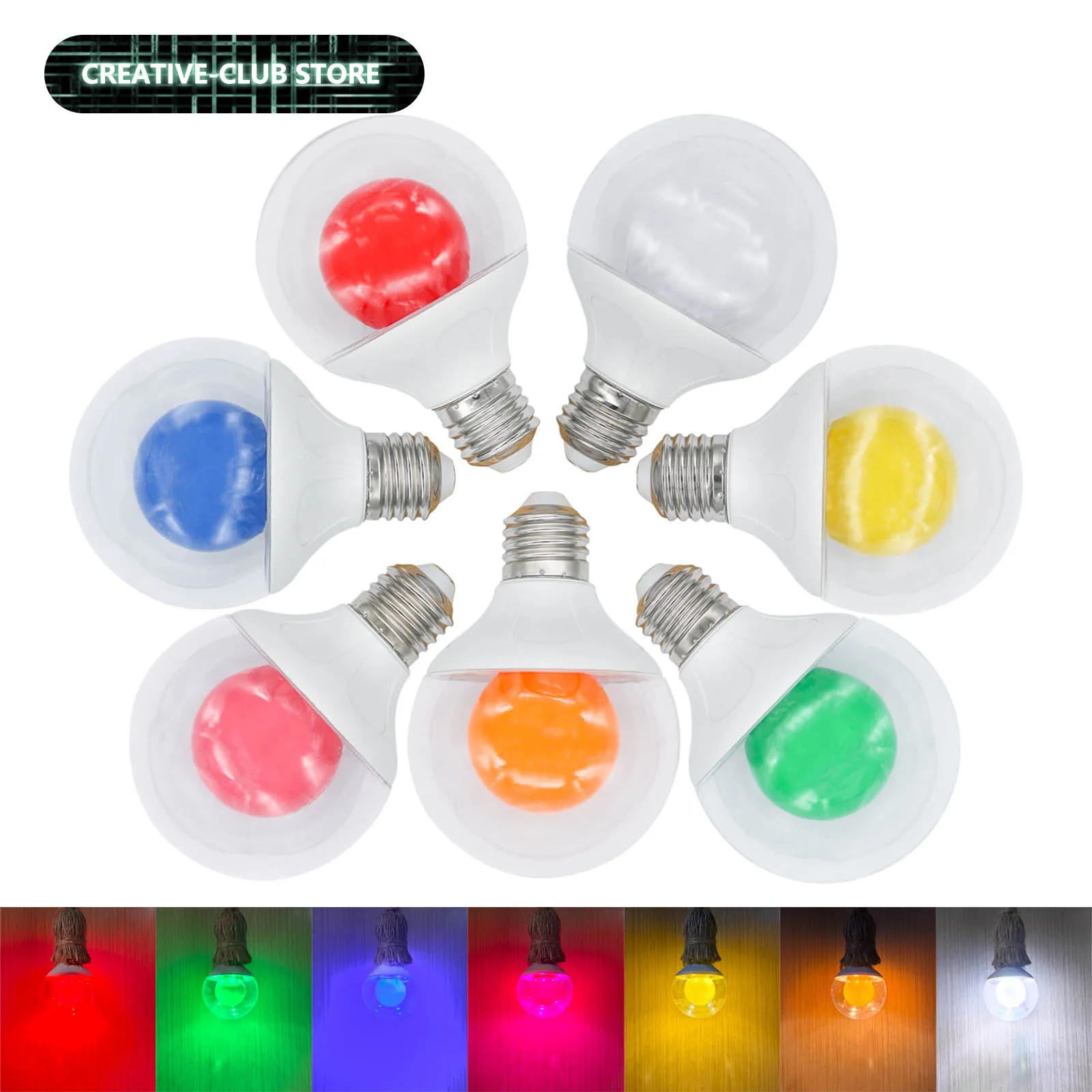 

E27 AC 220V NEW LED Lights Bulb Red Blue Green Yellow 3000K Pink White DIY for Outdoor String Lights Halloween Decorations Light