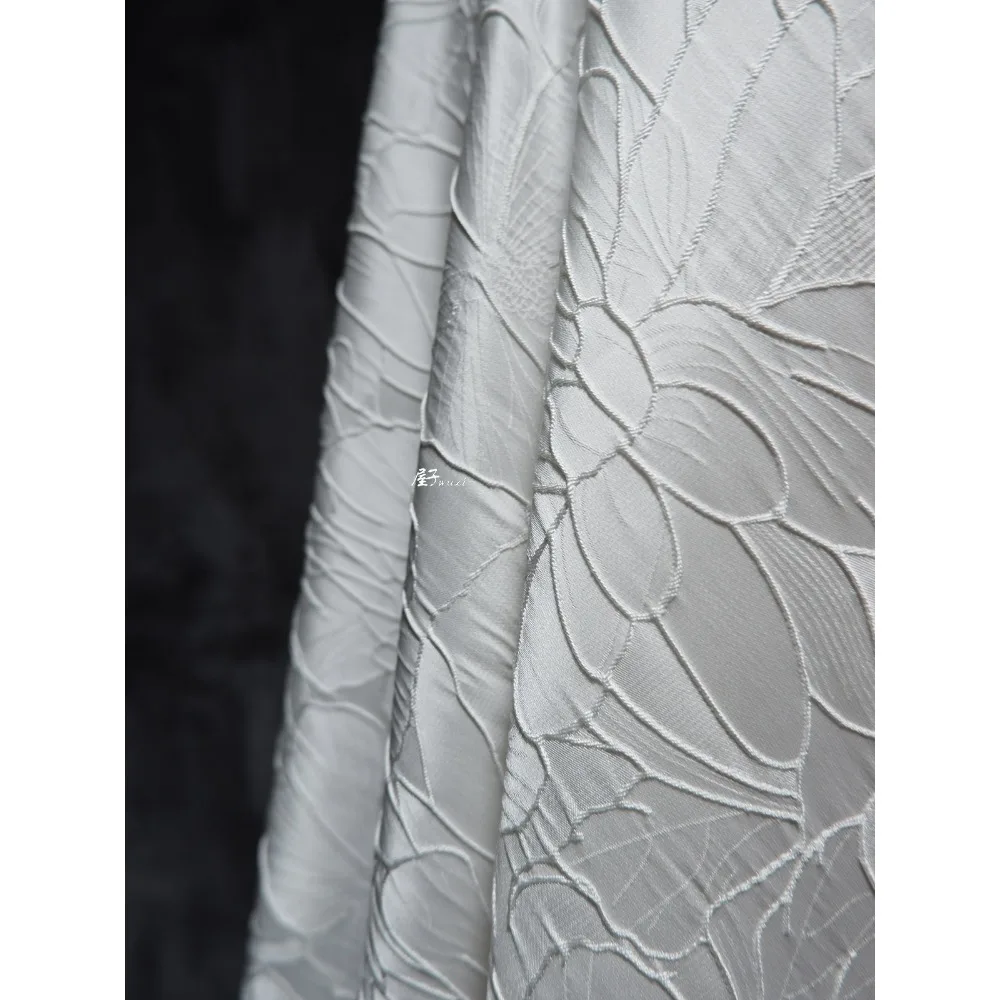 

Узор в виде листа лотоса, 3D текстура, жаккардовое платье, ткань ханьфу, Cheongsam, дизайнерская ткань в китайском стиле, материал для шитья своими руками, Telas