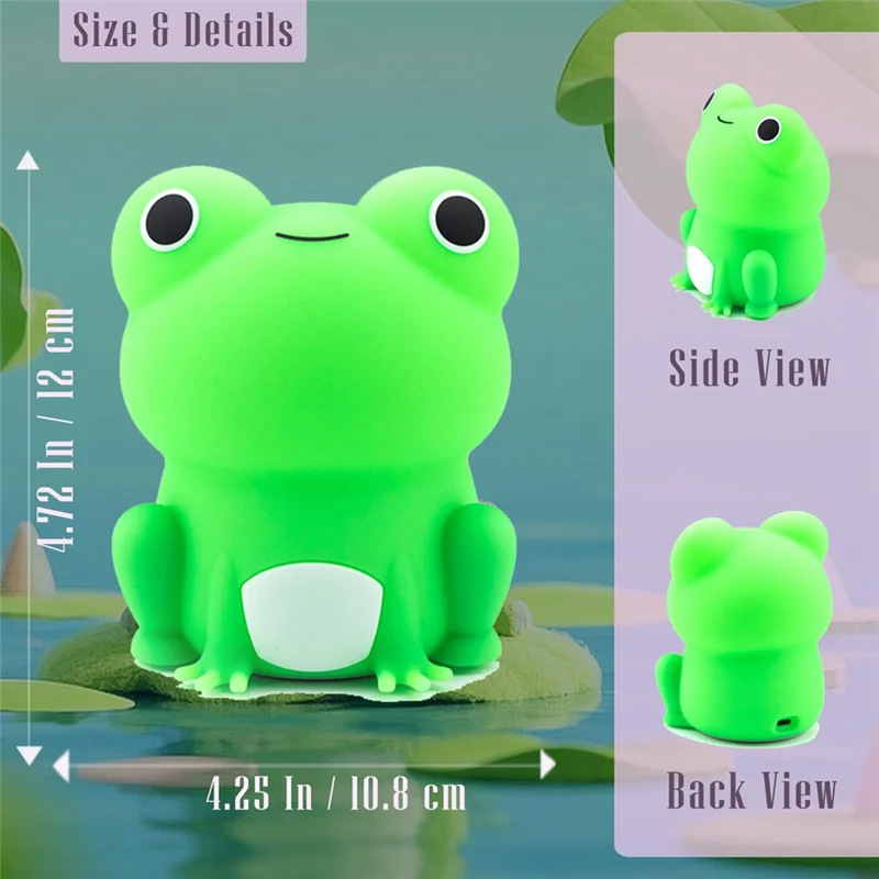 ABWZ-Cute Silicone Nursery Rechargeable Dimmable Bedside Lamp, Frog Night Light, Kids' Bedroom Decor, Frog Gifts