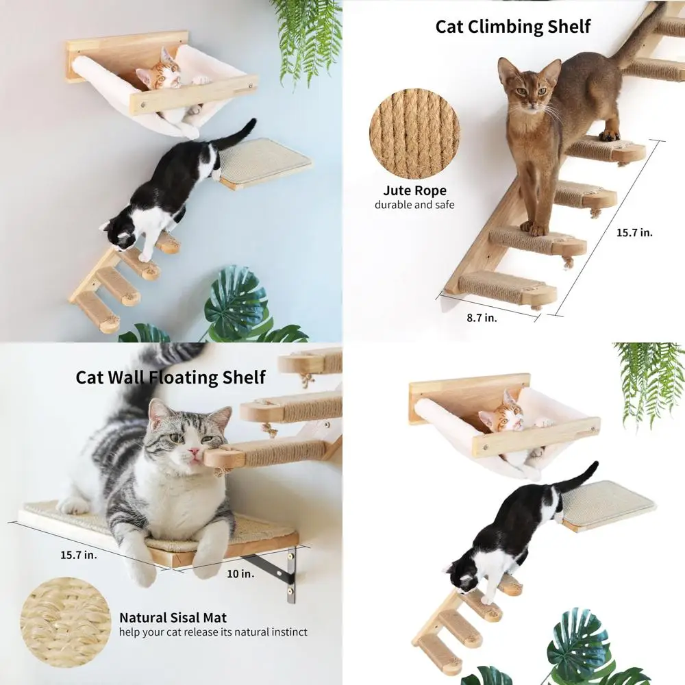 

3-Pack Wooden Cat Wall Shelves for Sleeping, Play, Climb, and Relaxation