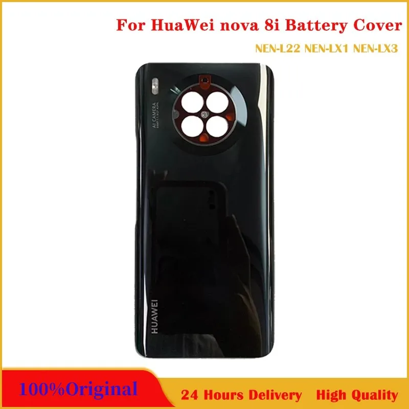 

Original Glass Back Case For Huawei Nova 8i Back Battery Cover Rear Panel Door Housing Case Repair Parts With Camera Frame Logo