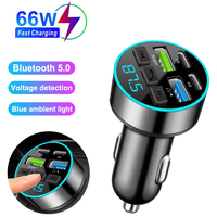 New 66W Car Cigarette Lighter Bluetooth Car FM Transmitter PD Type-C Dual USB Ambient Player Handsfree Car MP3 Charger For Car