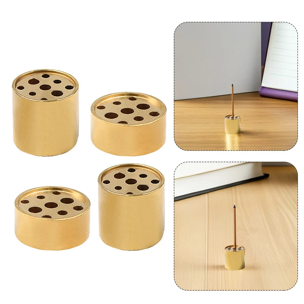 

4Pcs Copper Multi-Hole Incense Holders 9-Hole Stick Base for Home Office Decor Bronze Incense Burner Meditation Yoga Room Use