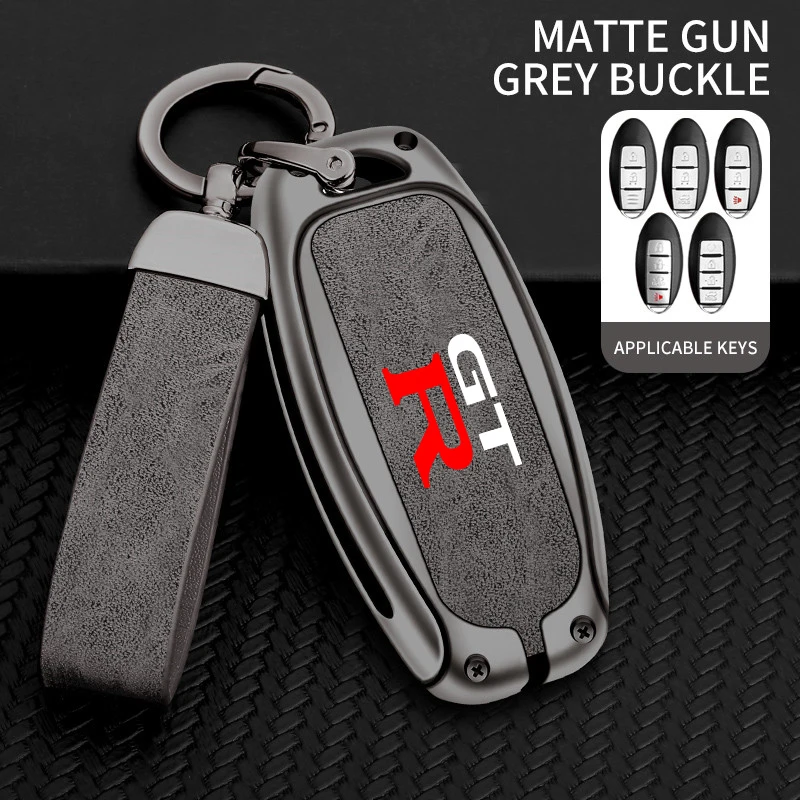

Zinc Alloy Leather Car Remote Key Case Cover Shell Holder Auto Keychain For Nissan GTR JDM R32 R33 R34 Car Protector Accessories