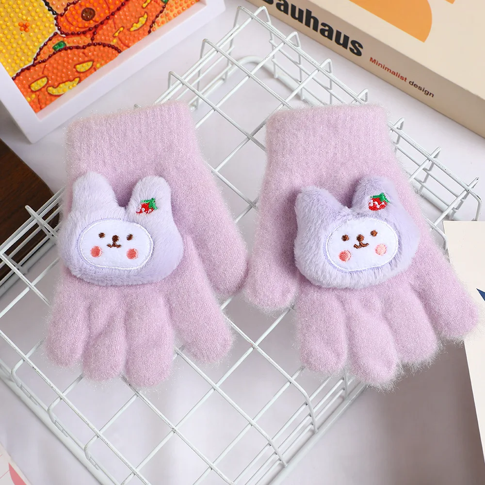 جديد الكبار الكرتون الفراولة أرنب لطيف قفازات لخريف وشتاء قفازات محبوكة دافئة والرياح برهان #4