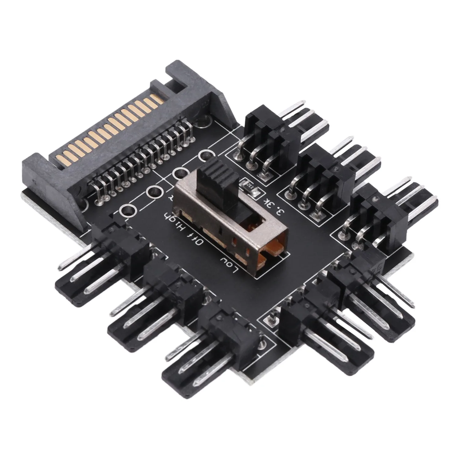 A75Q-Multi Way Splitter Cooler Cooling Fan Hub PC Computer SATA 1 To 8 3Pin 12V Power Socket PCB Adapter XXM8