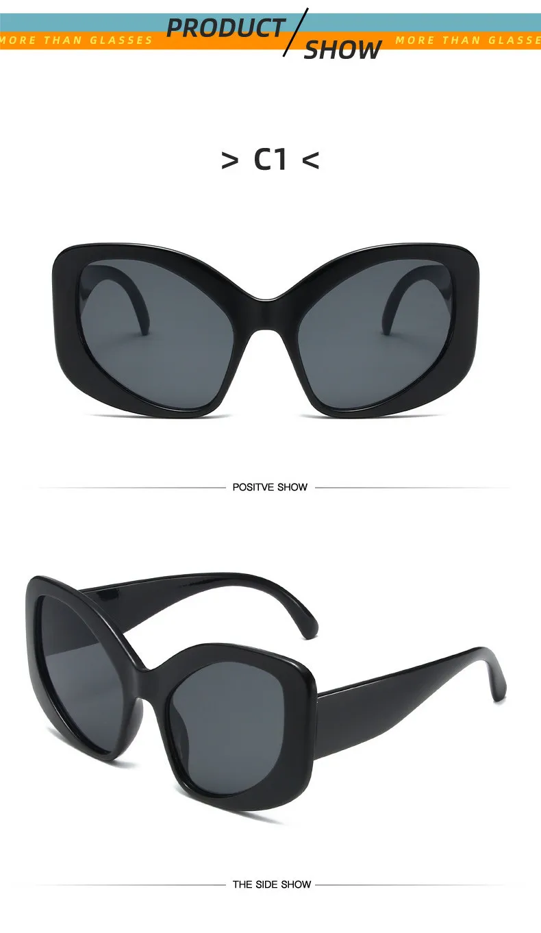 Vintage UV400 Unregelmäßige Schutzbrille Sport Sonnenbrille Y2K Shades Übergroße Sonnenbrille Wrap Around für Damen und Herren mit Metallscharnier – Detail 4