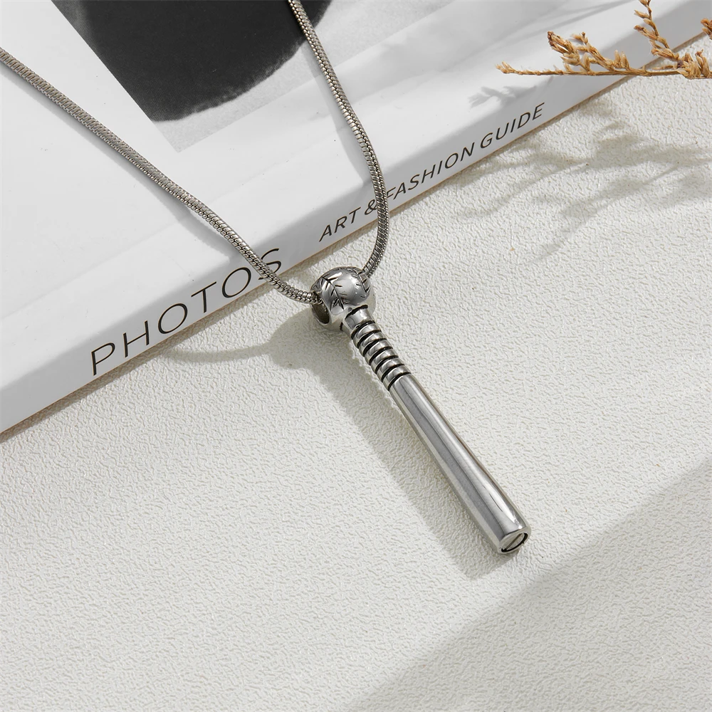 

Stainless Steel Baseball Bat Urn Pendant - Cremation Jewelry for Human Ashes Memorial Keepsake