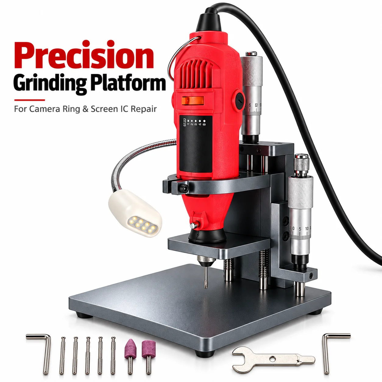 AOLIVIYA 180W Mini Electric Grinder Precision Grinding Machine 5 Speed For Mobile Phone Camera Lens Ring Screen IC Repair