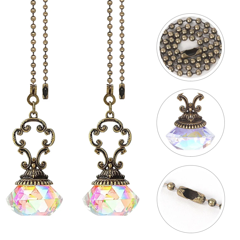 2 Pcs Decorate Fan Light Hanging Chain Prism Diameter Beaded Ball