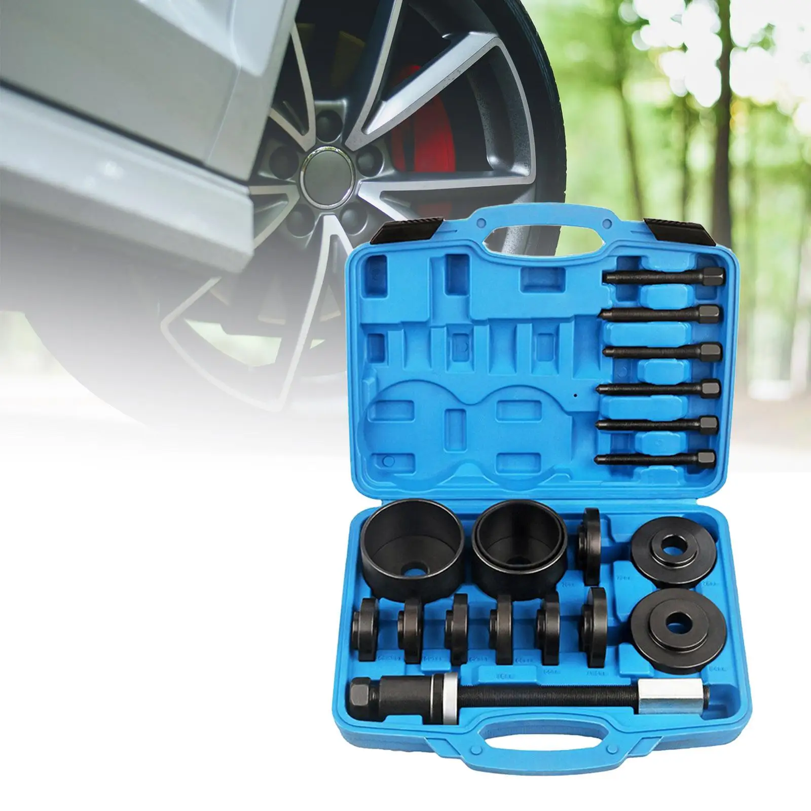 19 Pieces Front Wheel Hub Drive Bearing Removal Cars Van Vehicle Tools Service Tool Kits Bearing Puller Set Universal Installer