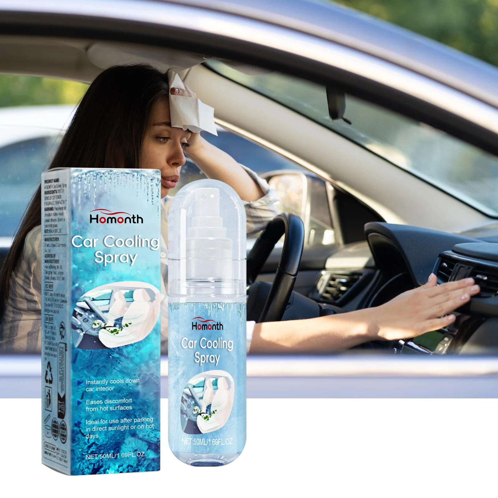 Car Cooling Spray Summer Car Cooling Agent Rapid Heat Absorption Evaporation Cooling Cooling Inside The Cool Comfortable Driving