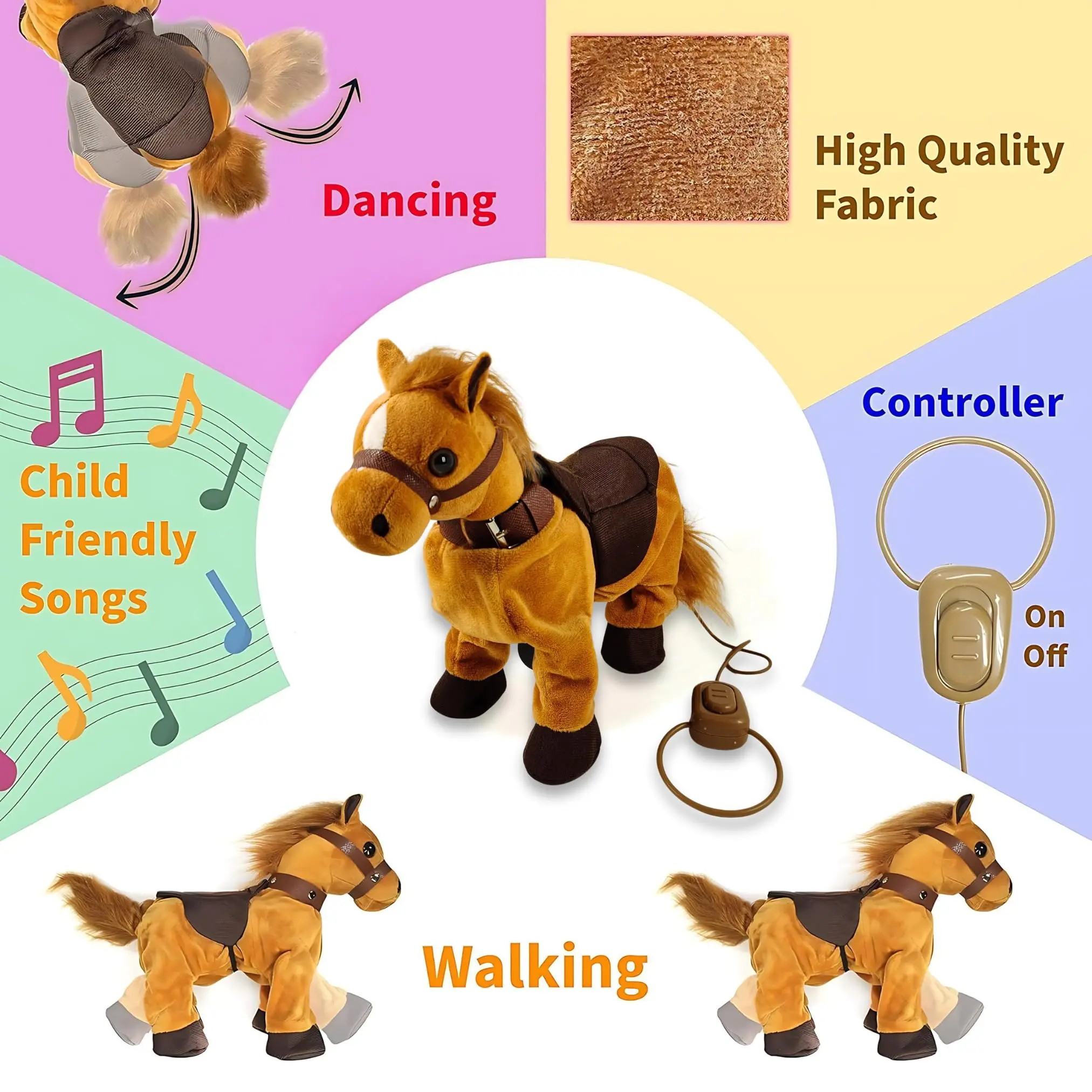 Interactive Walk Along Horse with Remote Control Leash Dancing Singing Walking Musical Pony Pet Toys For Kids