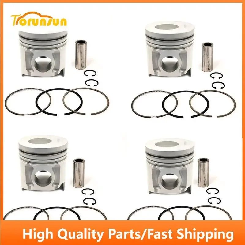 New 4 Sets STD Piston Kit With Ring ME220470 Fit For Mitsubishi 4D34T Engine 104MM