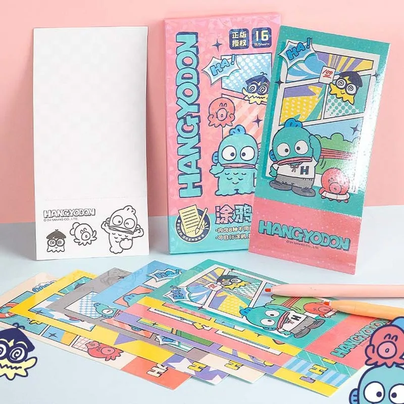 Imagem -03 - Sanrio Papelaria Memo Pad para Crianças Hangydon Clown Fish Harden Graffiti Card Material Escolar Colorido Faça Você Mesmo 12 Pcs