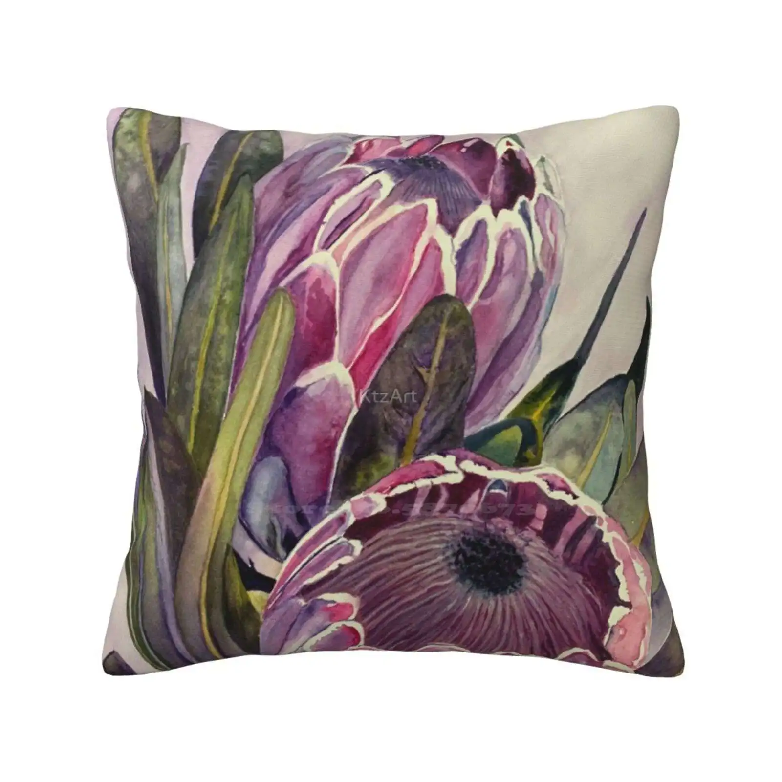 Protea Flower Watercolour Funny Cute Decor Square Pillowcase Protea