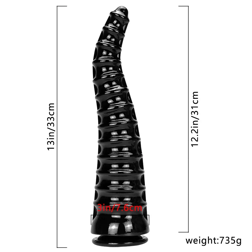 2024 New 33cm Big Black Anal Plug Fisting Gay Sex Toy Slave Masturbator Realistic Penis PVC Monster Dildo XXL