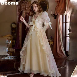 Booma A-Line Selkie Princess Prom Dresses Ruffles Short Puff Sleeves Birthday Party Dresses for Girls Ankle Length Evening Gowns