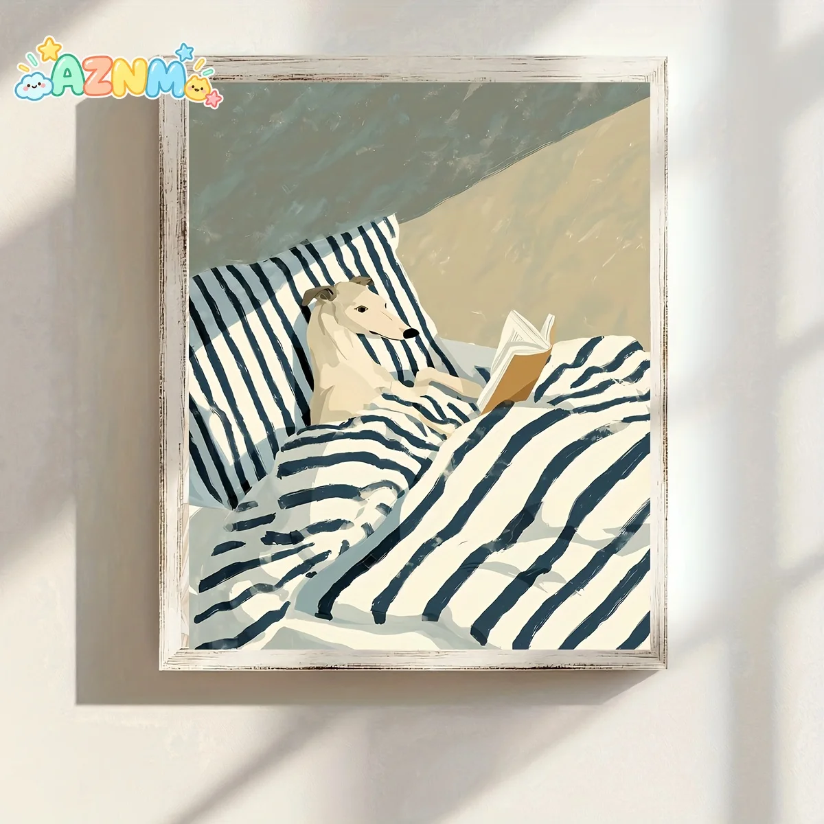 1pc Greyhound Dog Reading Poster - Modern Canvas Wall Art Suitable for Living Room, Bedroom, Kitchen, Bathroom Decor - Greyho
