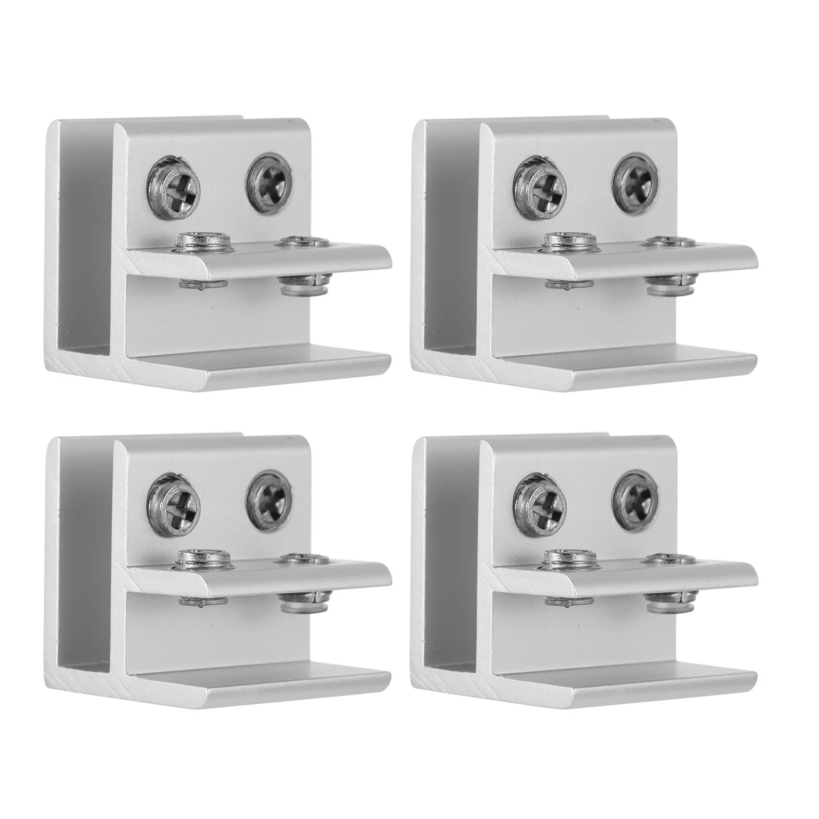 4 قطعة المشبك الزجاجي تحديد مجموعة سبائك الألومنيوم قوس ل 10-12 مللي متر سمك رفوف الحمام خزانة مشروبات عرض حامل