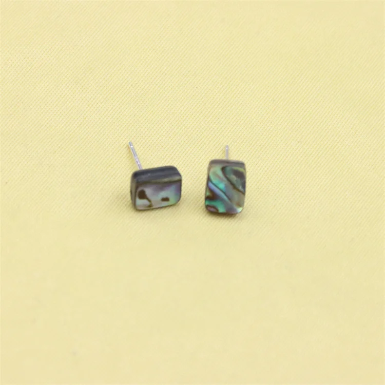 Trendy Natural Beads Abalone Shell Rectangle Round Star Clover Rectangle Stud Earrings 925 Women Jewelry Accessories Charms Gift