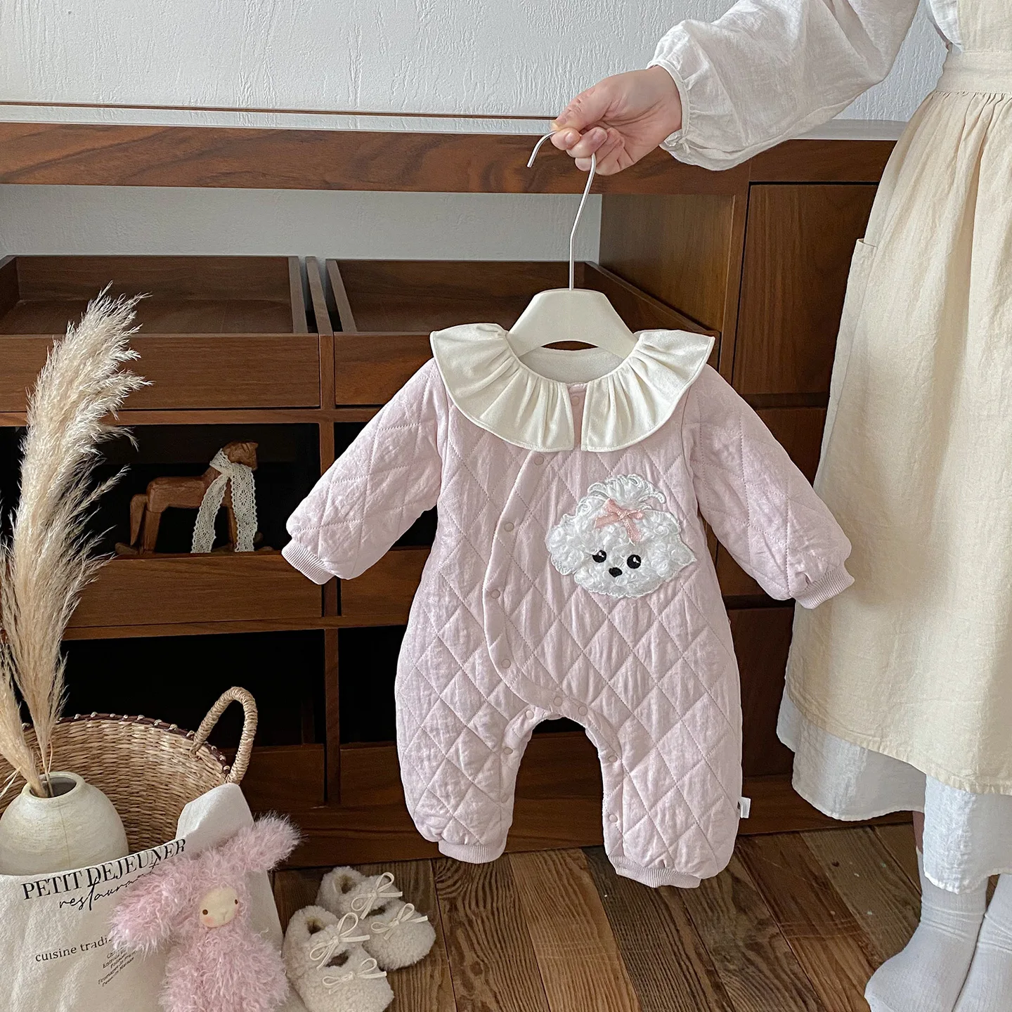 

Комбинезоны для новорожденных девочек, зима 2025 года, флисовые детские комбинезоны с принтом собаки, утепленные теплые комбинезоны для маленьких девочек, комбинезоны