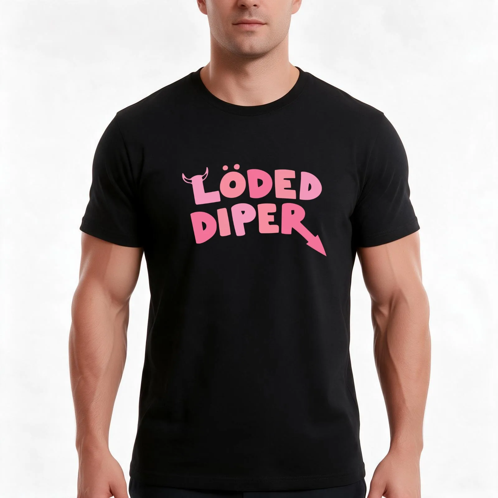loded diper T-Shirt Summer Casual Cotton Tee Oversized Streetwear Tops Vintage Graphic Print Loose Fit Short Sleeve