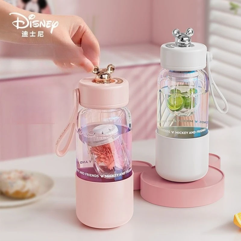 

Cute Mickey Mouse Magnetic Tea Water Separation Premium Ultra Glass Cup High Heat Resistant for Office Worker A Student Gift