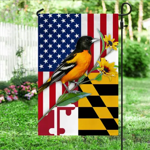 Maryland Flag Baltimore Oriole And Black-eyed Susan Garden Flag - House Flag