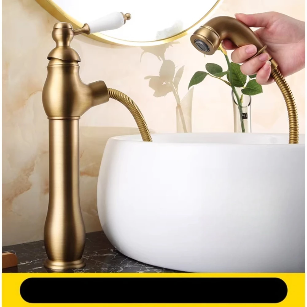 

French brass antique retro faucet hot and cold washbasin faucet household bathroom table basin faucet