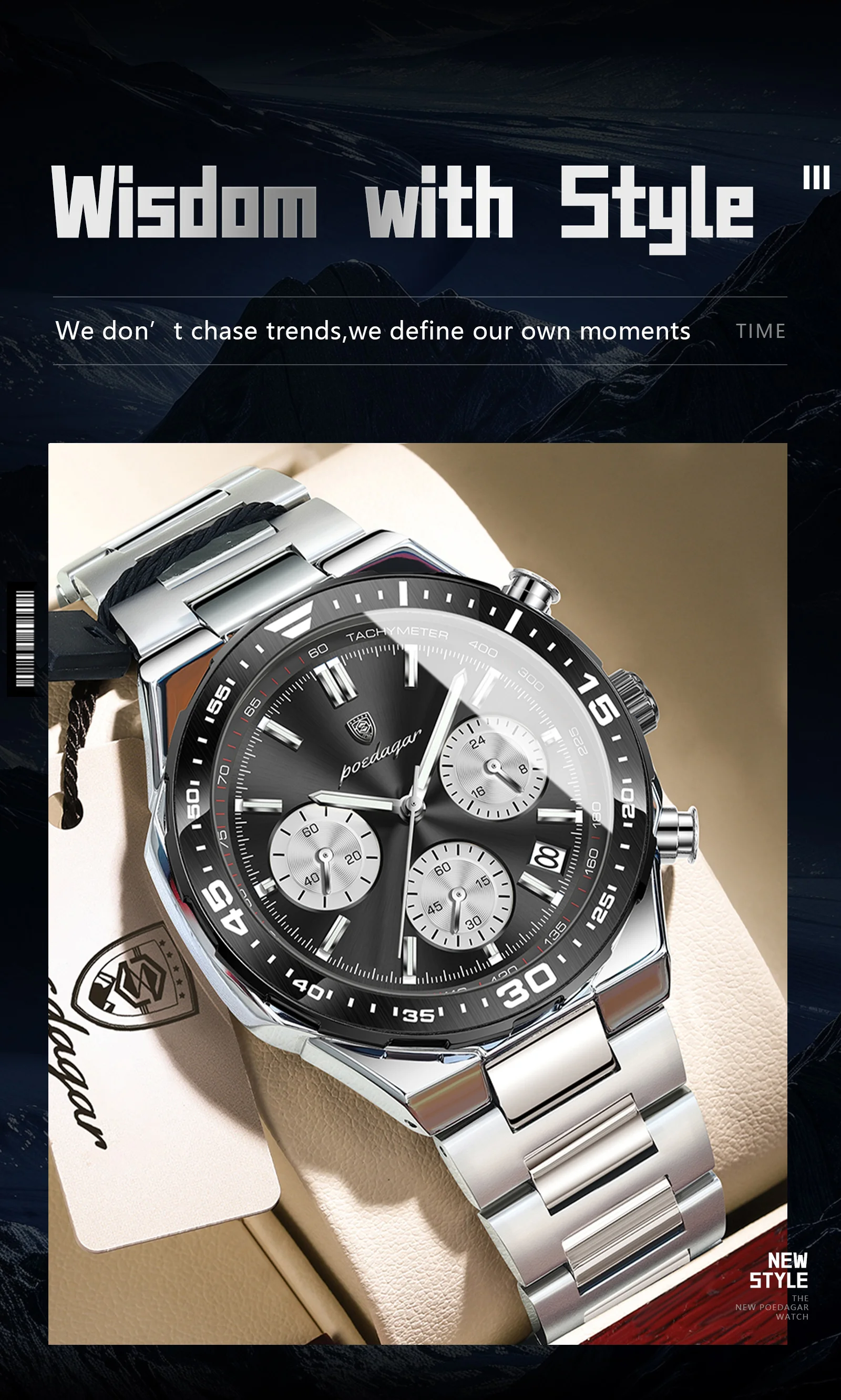 POEDAGAR Men's Watch Image 14