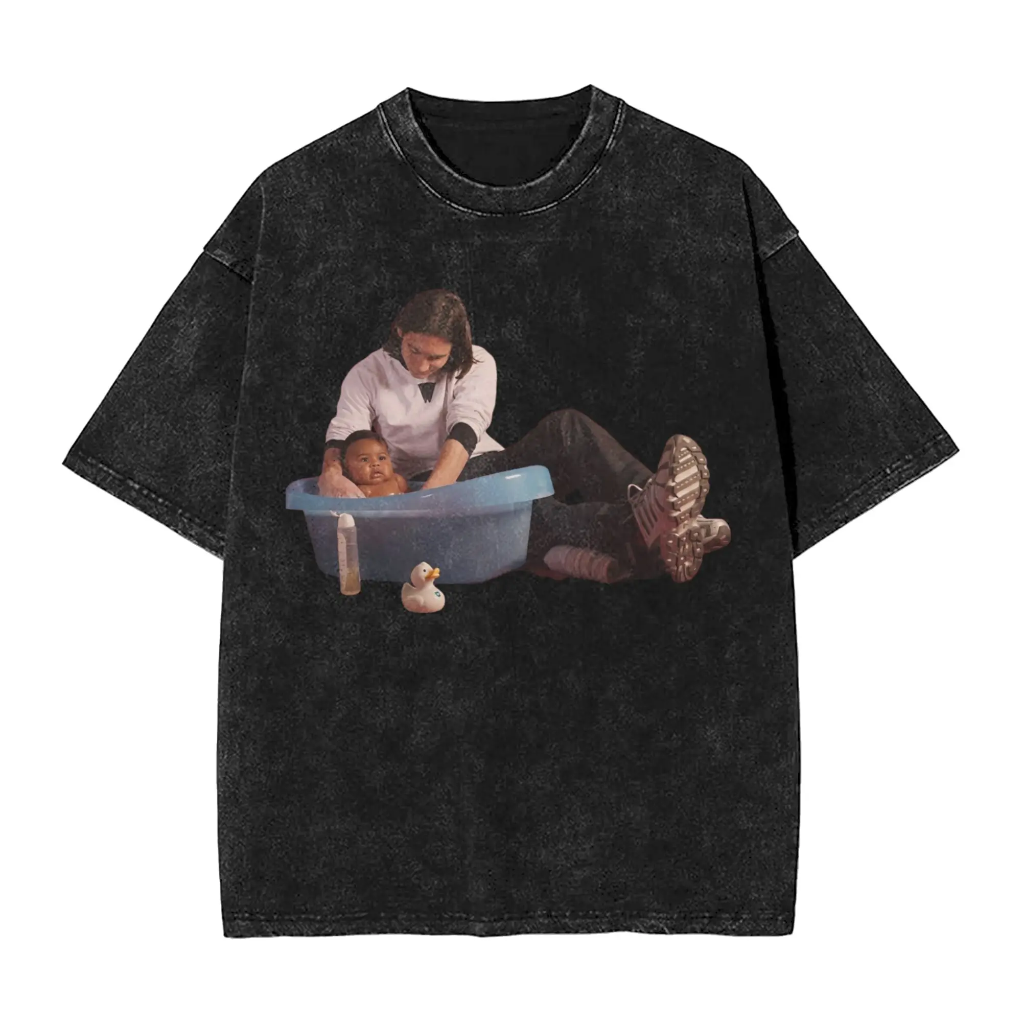 Harajuku Washed Shirt Messies & Yamals Take a Bath Merch Fashion T-Shirts Harajuku  Streetwear Short Sleeve Summer Tops Tees